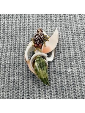 Vintage Seashell Art Brooch Ocean Beach Statement Pin